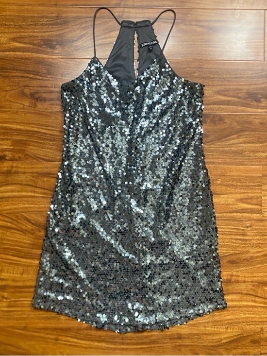 Express Dresses & Skirts - Express Women's Gray Sequins Racerback Mini Dress Size XS Party Maximalist Girly